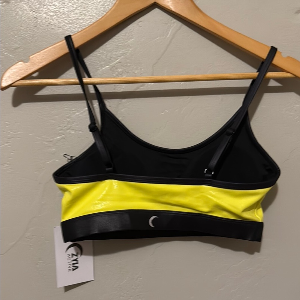 ZYIA Neon Yellow and Black Light n Tight Sports Bra Small - Picture 3 of 6